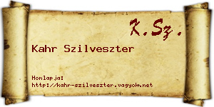 Kahr Szilveszter névjegykártya