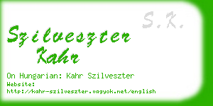 szilveszter kahr business card